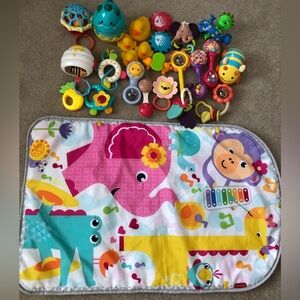 Colorful Baby Activity Play Mat with Matching Toys - Pink & Multi